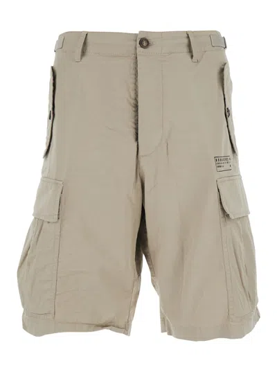 DSQUARED2 GREY SHORTS WITH WIDE LEG AND FOUR FLAP POCKETS WITH BUTTONS IN COTTON STRETCH MAN
