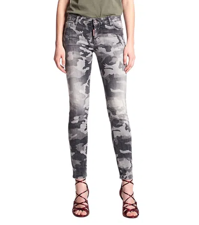 Dsquared2 Grey Skinny Mid Rise Jeans In Multi