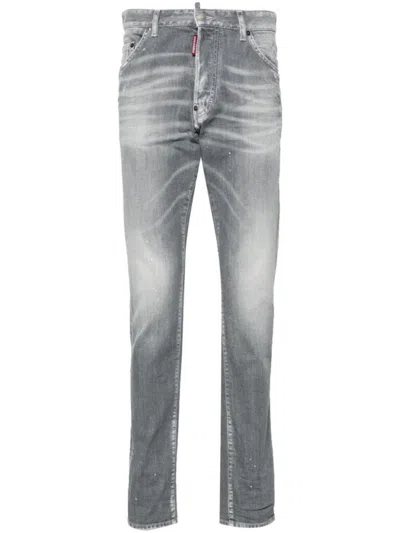 Dsquared2 Grey Slim Fit Faded Stretch Cotton Jeans