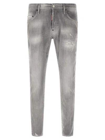 Dsquared2 Grey Slim Mid Rise Jeans In Gray