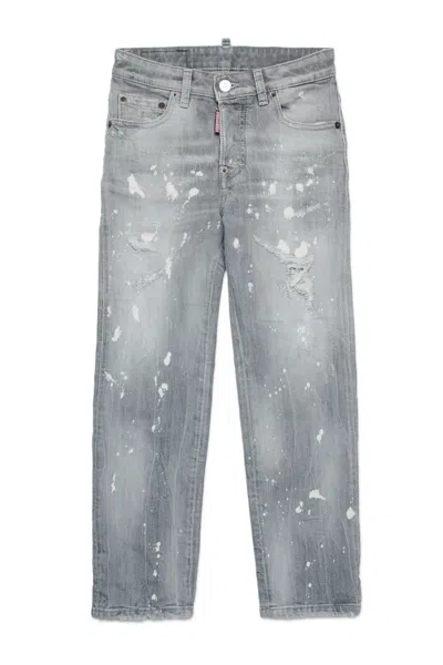 Dsquared2 Jeans Straight Grigio Con Color Spots In Grey