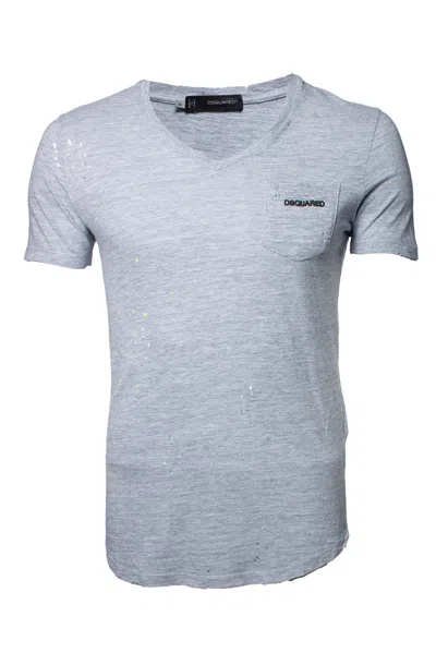 Dsquared2 , Grey T-shirt With Ragged Design In Black