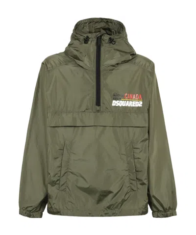 Dsquared2 Half-zip Casual Jacket In Green