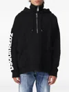 Dsquared2 Logo-printed Half-zipped Drawstring Hoodie In Black