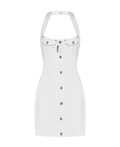 DSQUARED2 DSQUARED2 SIMONA HALTERNECK DENIM MINI DRESS