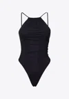 Dsquared2 Asymmetrical Evening One-piece Swimsuit In Black