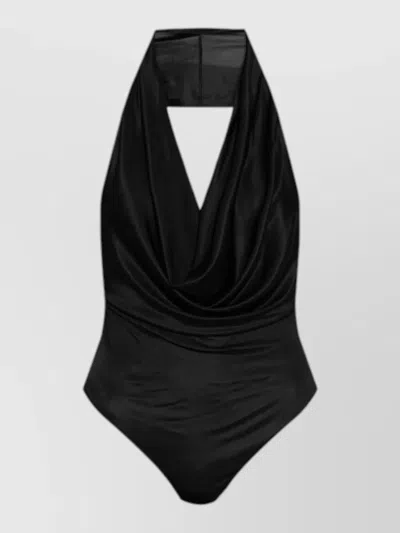 Dsquared2 Halterneck Top Open Back Draped Front In Black