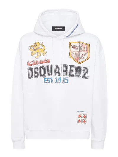 Dsquared2 Hand-drawn Graphic Printed Hoodie In White