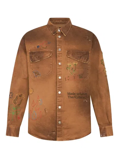 Dsquared2 Handmade Scribbles Shirt In Brown