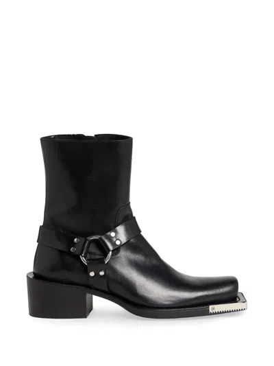 Dsquared2 Harness-detail Square-toe Biker Boots In Black