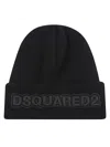 Dsquared2 Knit Folded Cuff Wool Beanie In Black