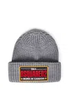 Dsquared2 "beanie Hat With Patch Logo In Grey