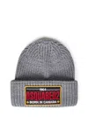 Dsquared2 "beanie Hat With Patch Logo In Grey