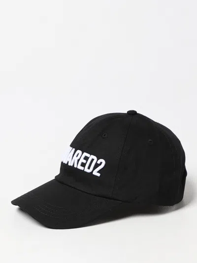 Dsquared2 Hat In Cotton With Embroidered Logo In Black
