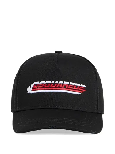 Dsquared2 Hat Main Feature  Gabardine Baseball Cap In Black