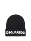 Dsquared2 Wool Logo Hat In Nero