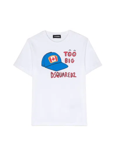 Dsquared2 Kids' Hat Print T-shirt In White