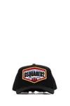 Dsquared2 Black Baseball Cap With Maxi Print On The Front And Rear Adjustable Buckle Cosure In Cotton Man
