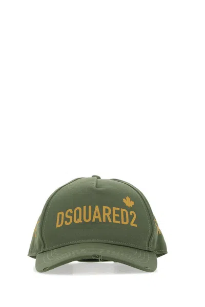 Dsquared2 Woman Hat Military Green Size Onesize Cotton In Green