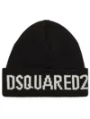 Dsquared2 Black Wool Knitted Hat In Black