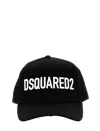 Dsquared2 Black Fabric-covered Cap With Adjustable Strap And Embroidered Logo