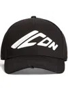 Dsquared2 Black Baseball Cap With Maxi Print On The Front And Logo Lettering On The Rear In Cotton Man In Black