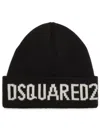 Dsquared2 Black Wool Knitted Hat In Black