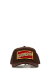 Dsquared2 Cotton Baseball Cap Adjustable Strap Curved Brim In Brown