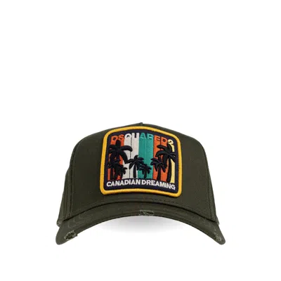 Dsquared2 Summer Vintage Patch Distressed Baseball Cap In Green