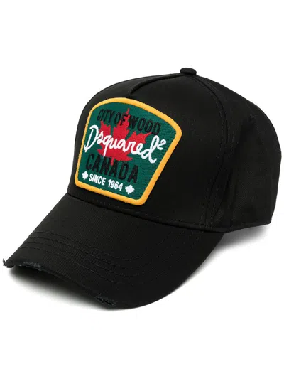Dsquared2 Embroidered Logo Cotton Cap In Black