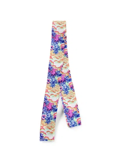 Dsquared2 Hawaii-print Silk Scarf In Neutrals