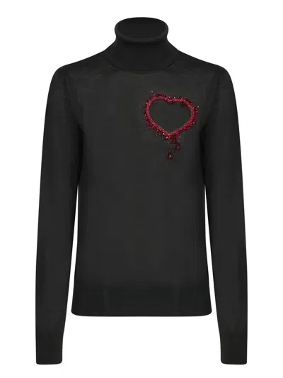 DSQUARED2 DSQUARED2 HEART EMBELLISHED TURTLENECK KNITTED JUMPER