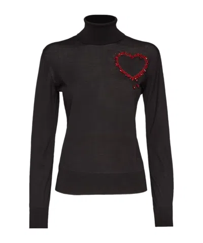 DSQUARED2 DSQUARED2 HEART EMBELLISHED TURTLENECK KNITTED JUMPER
