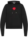 Dsquared2 Heart-patch Cotton Hoodie In Black