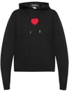 Dsquared2 Heart-patch Cotton Hoodie In Black