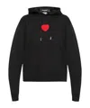 Dsquared2 Heart-patch Cotton Hoodie In Black