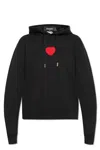 Dsquared2 Heart-patch Cotton Hoodie In Nero