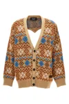 Dsquared2 Multicolor Embroidered Wool Blend Cardigan