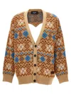 Dsquared2 Multicolor Embroidered Wool Blend Cardigan In Multi