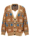 Dsquared2 Argyle Motif Maxi Cardigan With Heart Shaped Cut Out Detail In Multicolor
