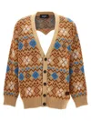 Dsquared2 Multicolor Embroidered Wool Blend Cardigan In Multicolor
