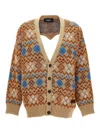 Dsquared2 Argyle Motif Maxi Cardigan With Heart Shaped Cut Out Detail In Multicolour