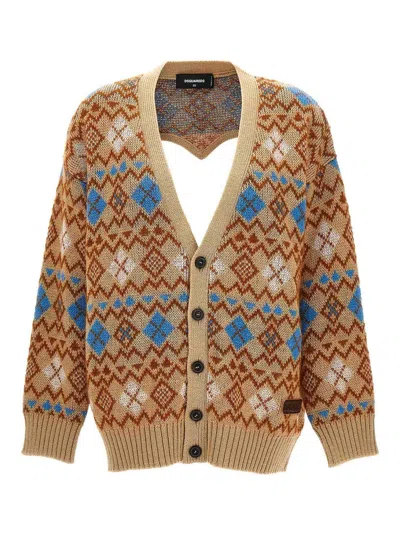 DSQUARED2 HEART VINTAGE SHETLAND CARDIGAN