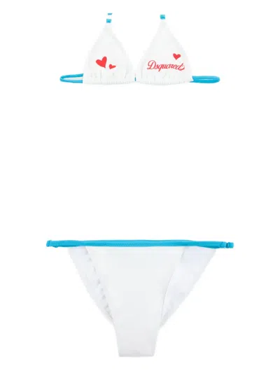 Dsquared2 Kids' Heart-detail Bikini In White