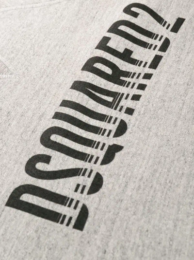 Dsquared2 Heather Grey Crew Neck Sweatshirt With Bold Graphic Logo In White