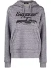 Dsquared2 Heather Grey Truck-print Hoodie With Rhinestone Detail In Gray