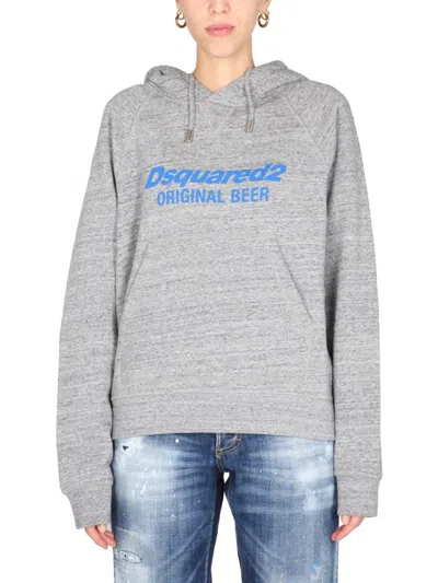 Dsquared2 Heathered Grey Hoodie In White