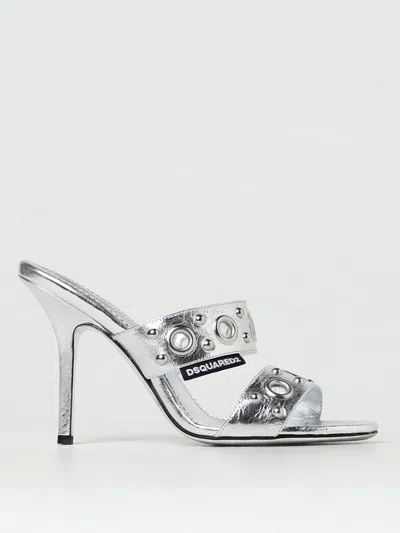 DSQUARED2 HEELED SANDALS DSQUARED2 WOMAN COLOR SILVER,F51652061