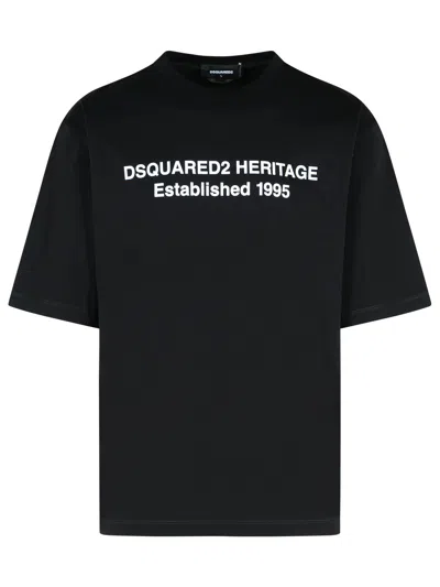 DSQUARED2 HERITAGE BLACK COTTON T-SHIRT