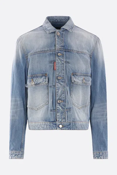 Dsquared2 Heritage Boxy Jean Jacket In Denim In Navy Blue